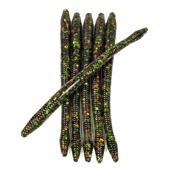 Camo 6.25” Diamond Tail Worm (6pk) - 99 Strikes Fishing Co