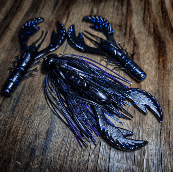 Blu Smoke Standup Football Jig w/ Matching Craws - 99 Strikes Fishing Co