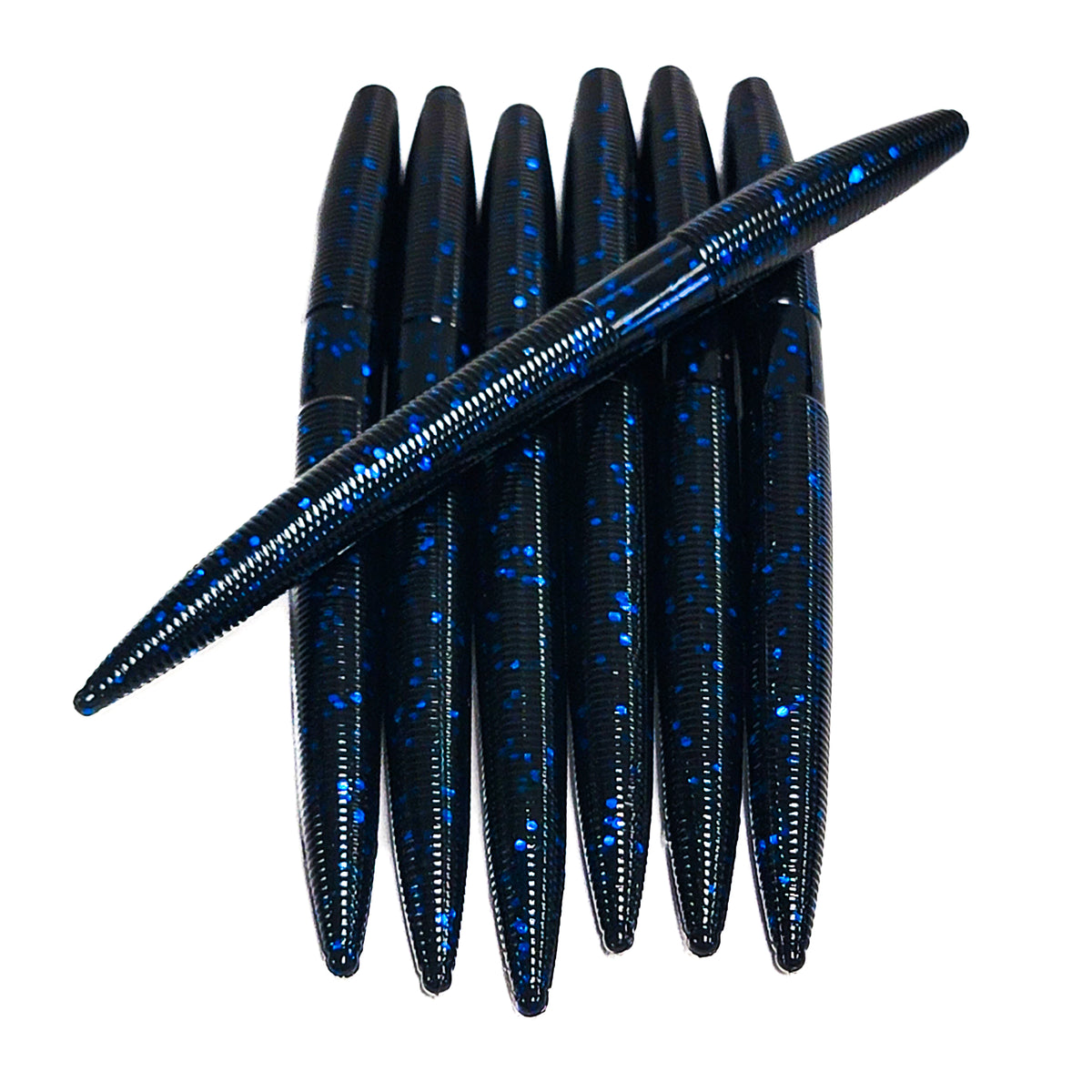 Black and Blue 5" Stick Worm (7pk) - 99 Strikes Fishing Co