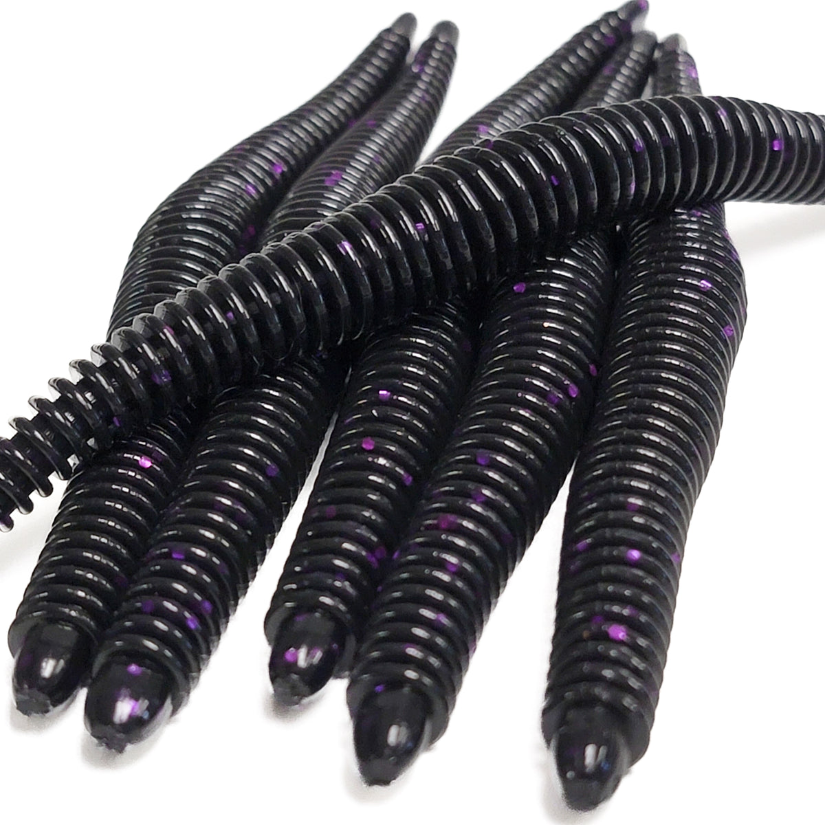 Purple Blackout 6" Ribbed Worm (6pk)