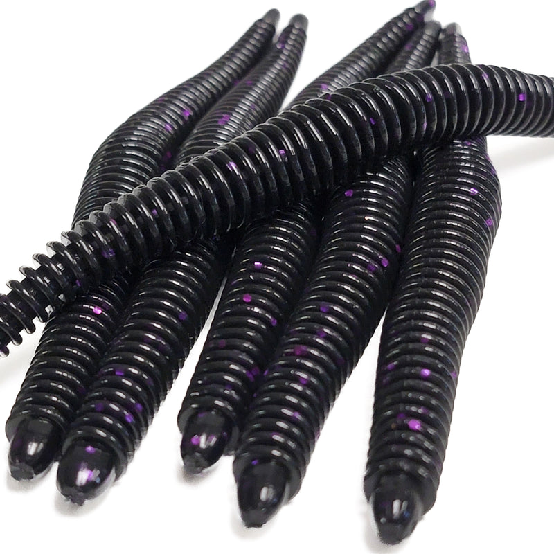 Purple Blackout 6" Ribbed Worm (6pk)