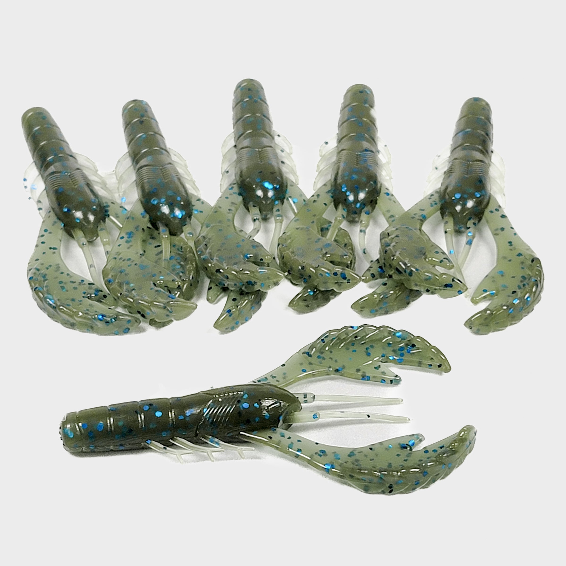 Watermelon Pumpkin Blue 3.4 Rebel Craw (6pk) – 99 Strikes Fishing Co