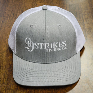 99 Strikes Gray/White Snapback Hat - 99 Strikes Fishing Co