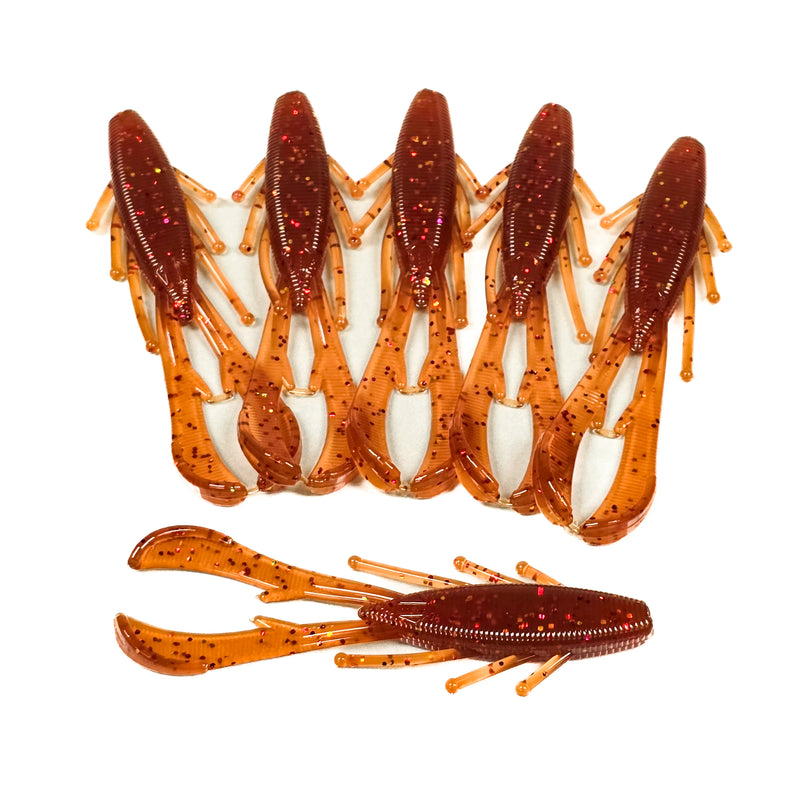 Root Beer Fire 4.25" Hammer Beetle (6pk) - 99 Strikes Fishing Co