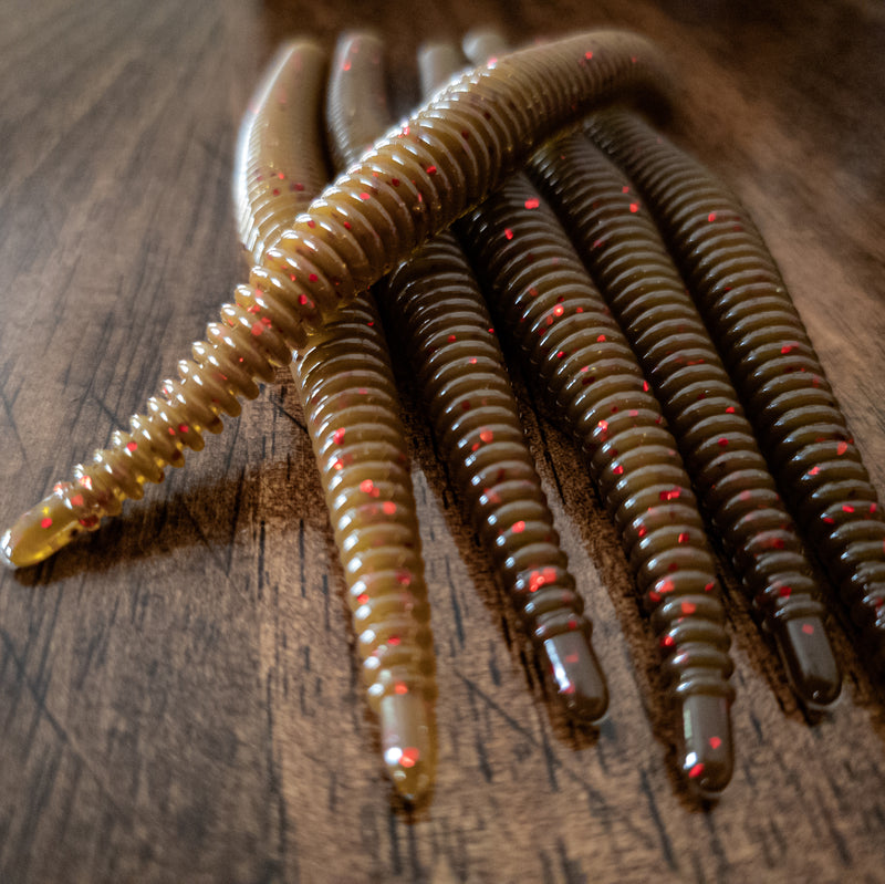 Shadow Pumpkin Red 6" Ribbed Worm (6pk)