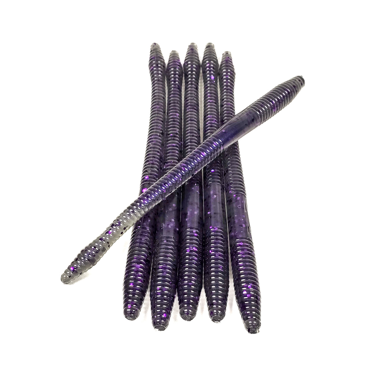 Purple Smoke 6.25" Diamond Tail Worm (6pk)