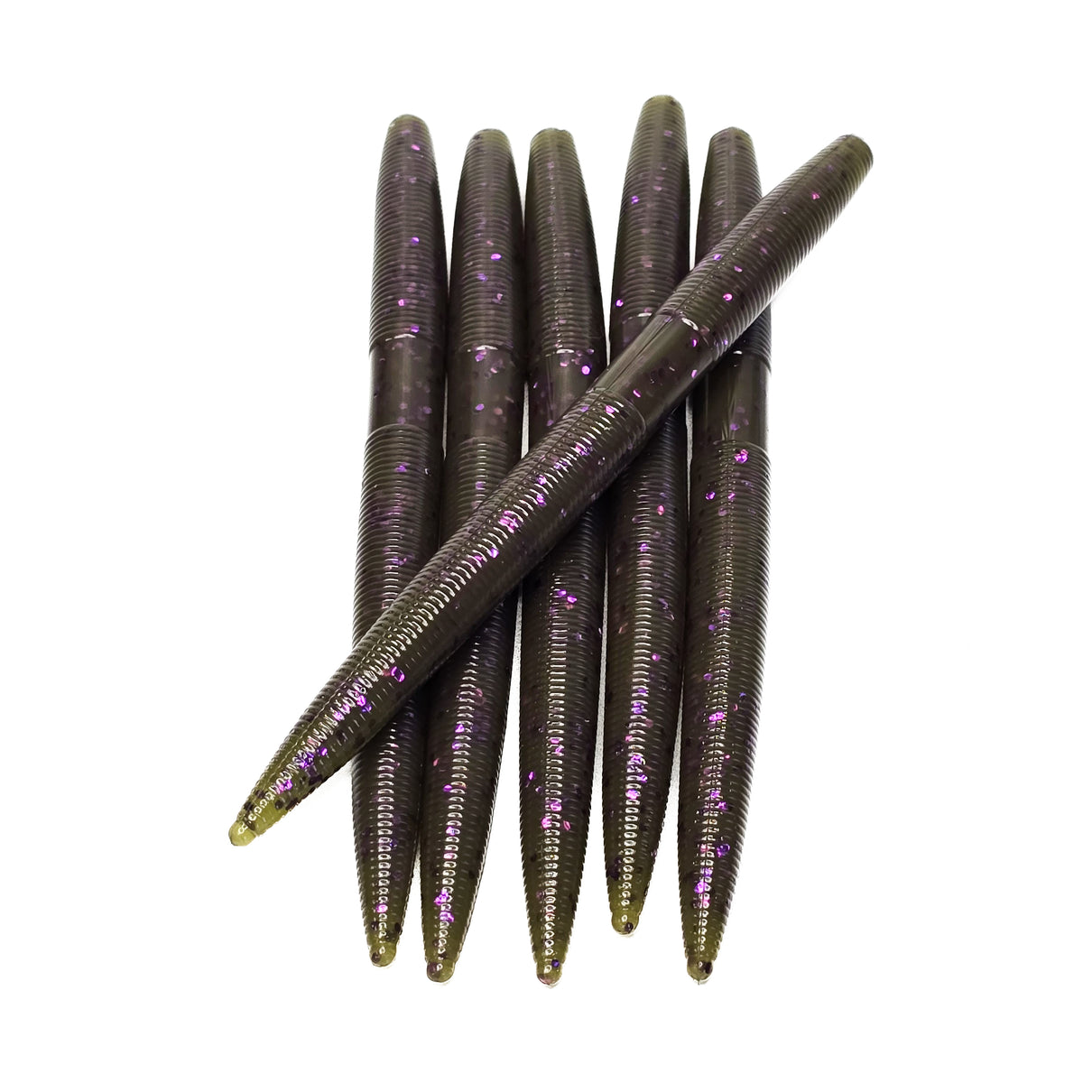 Green Pumpkin Purple 5" Stick Worm (6pk) - 99 Strikes Fishing Co