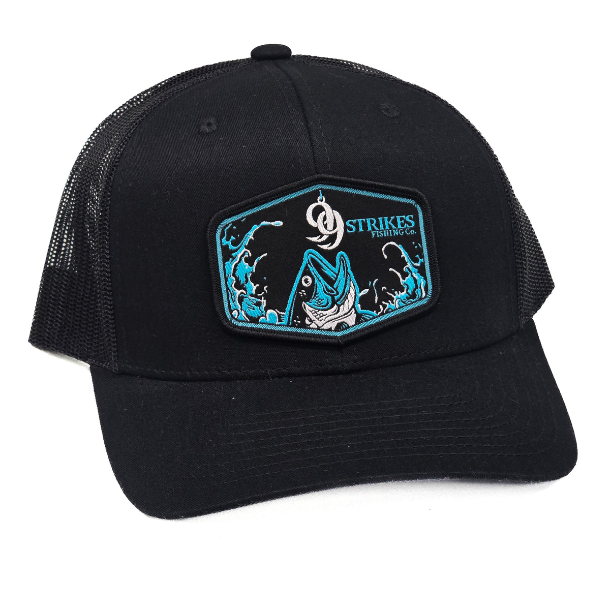 Black 99 Strikes Fishing Jumping Snapback Hat