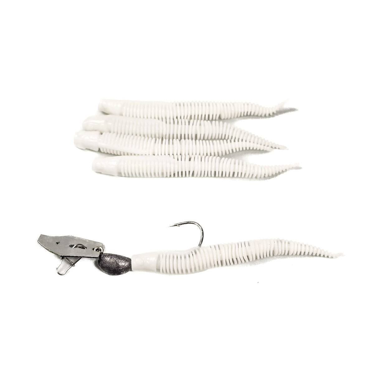 2.7" Ribbed Worm (5pk) with One 1/8oz Ripple Rush Jig Head