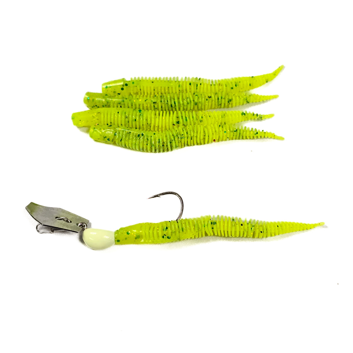 2.7" Ribbed Worm (5pk) with One 1/8oz Ripple Rush Jig Head