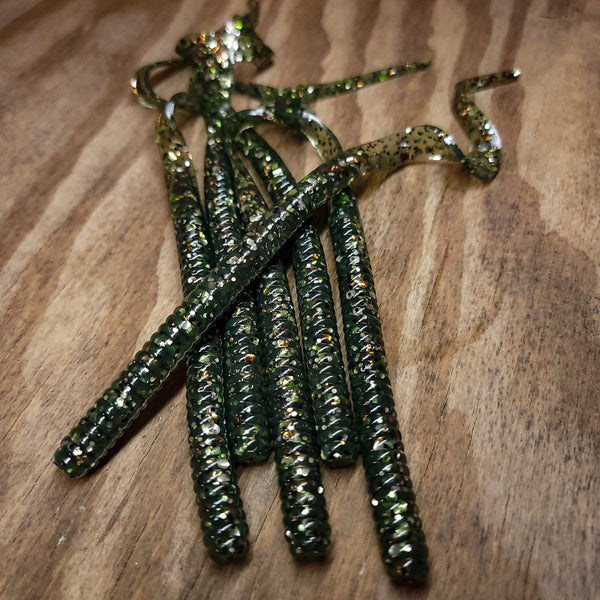 10" Camo Ribbon Tail Worm (6 pk) - 99 Strikes Fishing Co