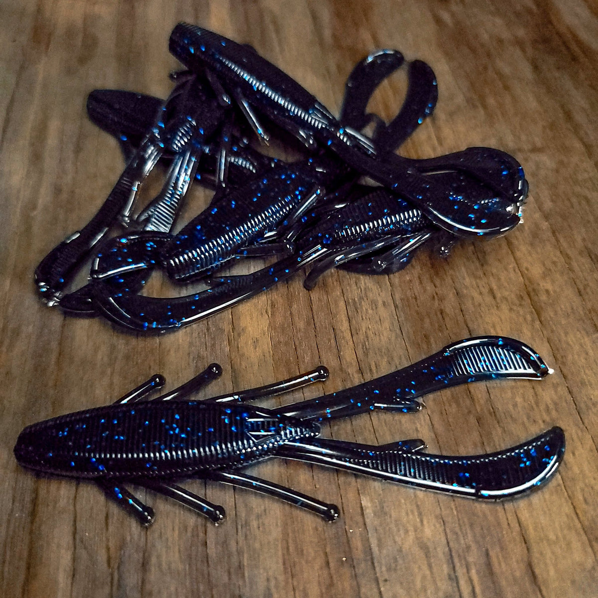 4.25" Black and Blue Hammer Beetle (6 pk) - 99 Strikes Fishing Co