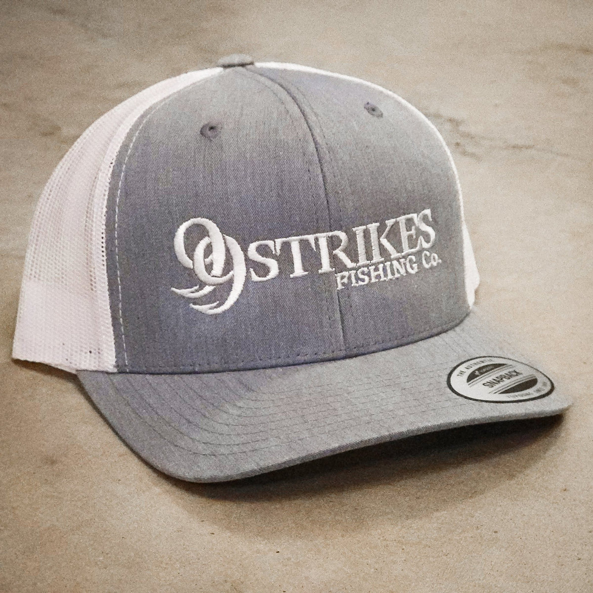 99 Strikes Gray/White Snapback Hat - 99 Strikes Fishing Co