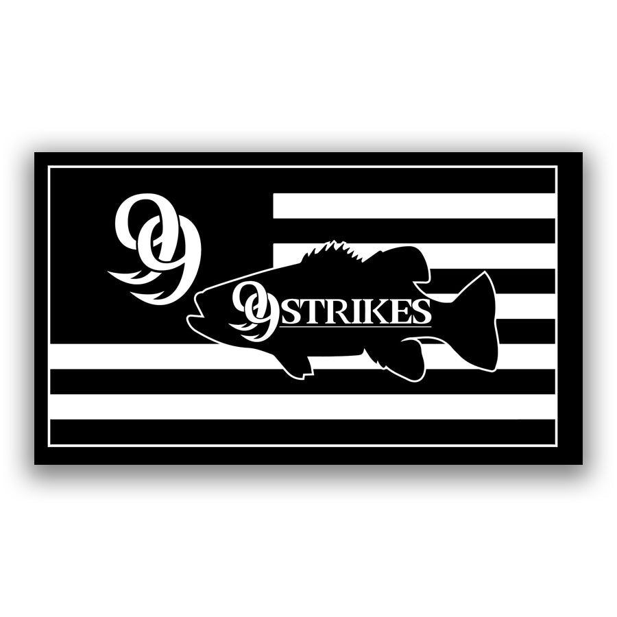 Two (2) - 99 Strikes Black & White Flag Stickers - 99 Strikes Fishing Co