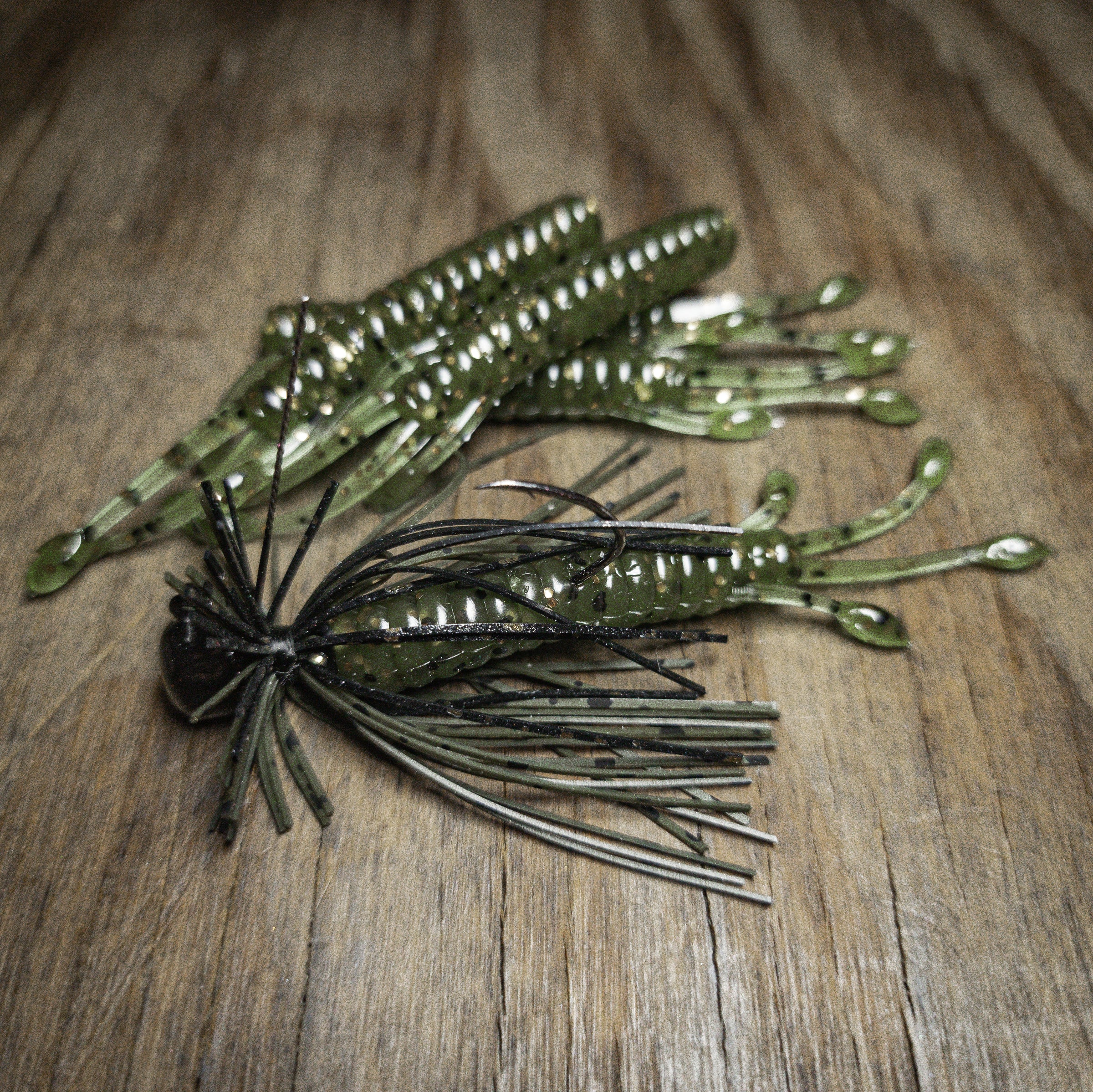NEDly Grasshopper Copper Skirted Ned Jig with Matching Trailers