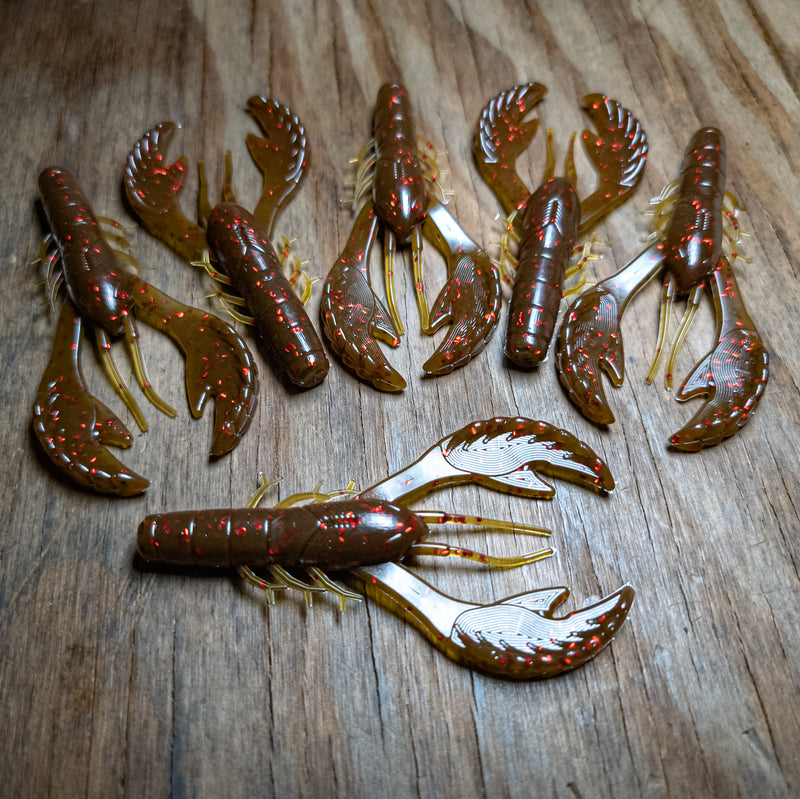 Shadow Pumpkin Red 3.4" Rebel Craw (6pk) - 99 Strikes Fishing Co