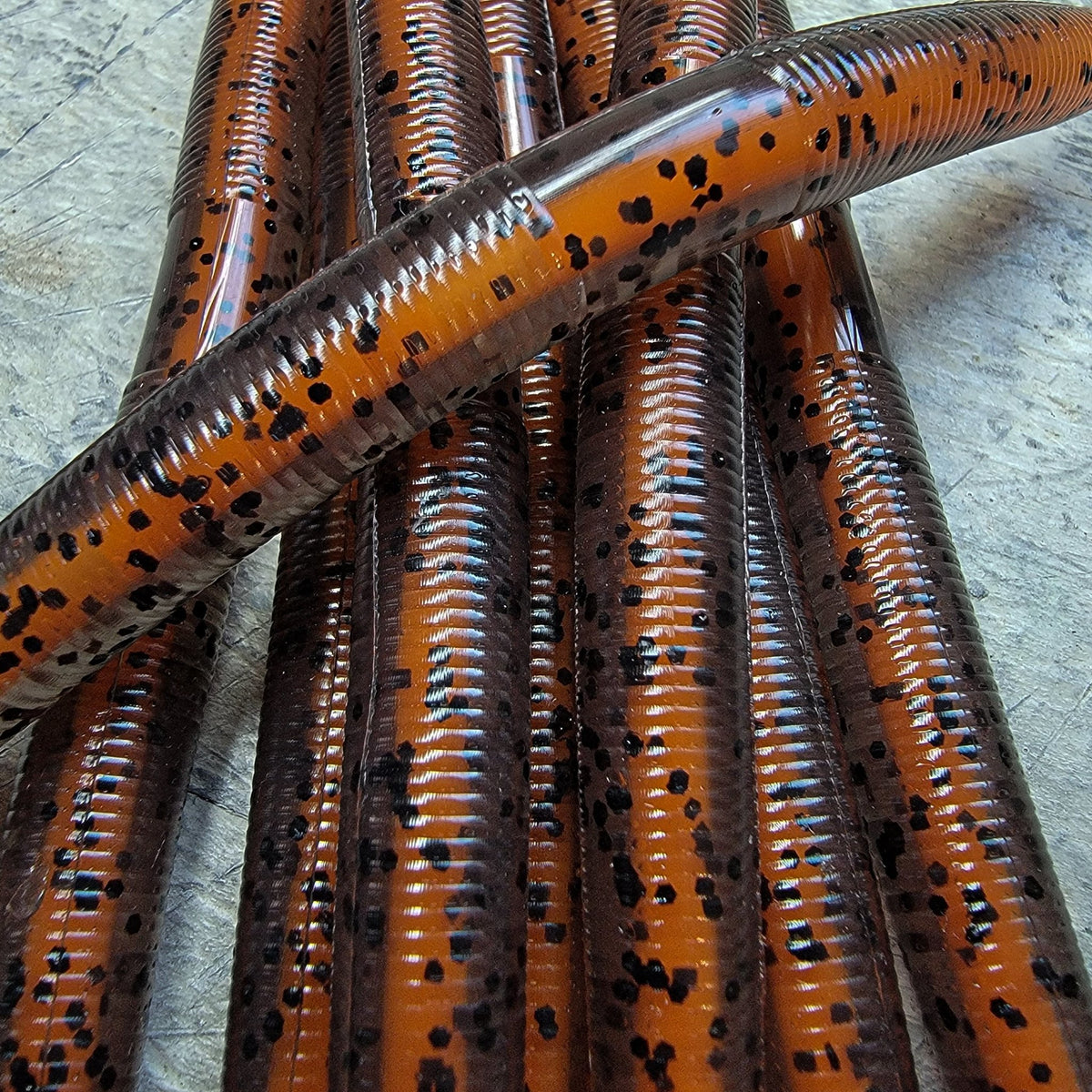 Burnt Orange 5 Core Shot Stick Worm (7pk) – 99 Strikes Fishing Co