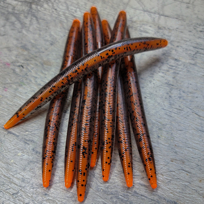 Burnt Orange Core Shot Stick Worm (8 per pack) - 99 Strikes Fishing Co