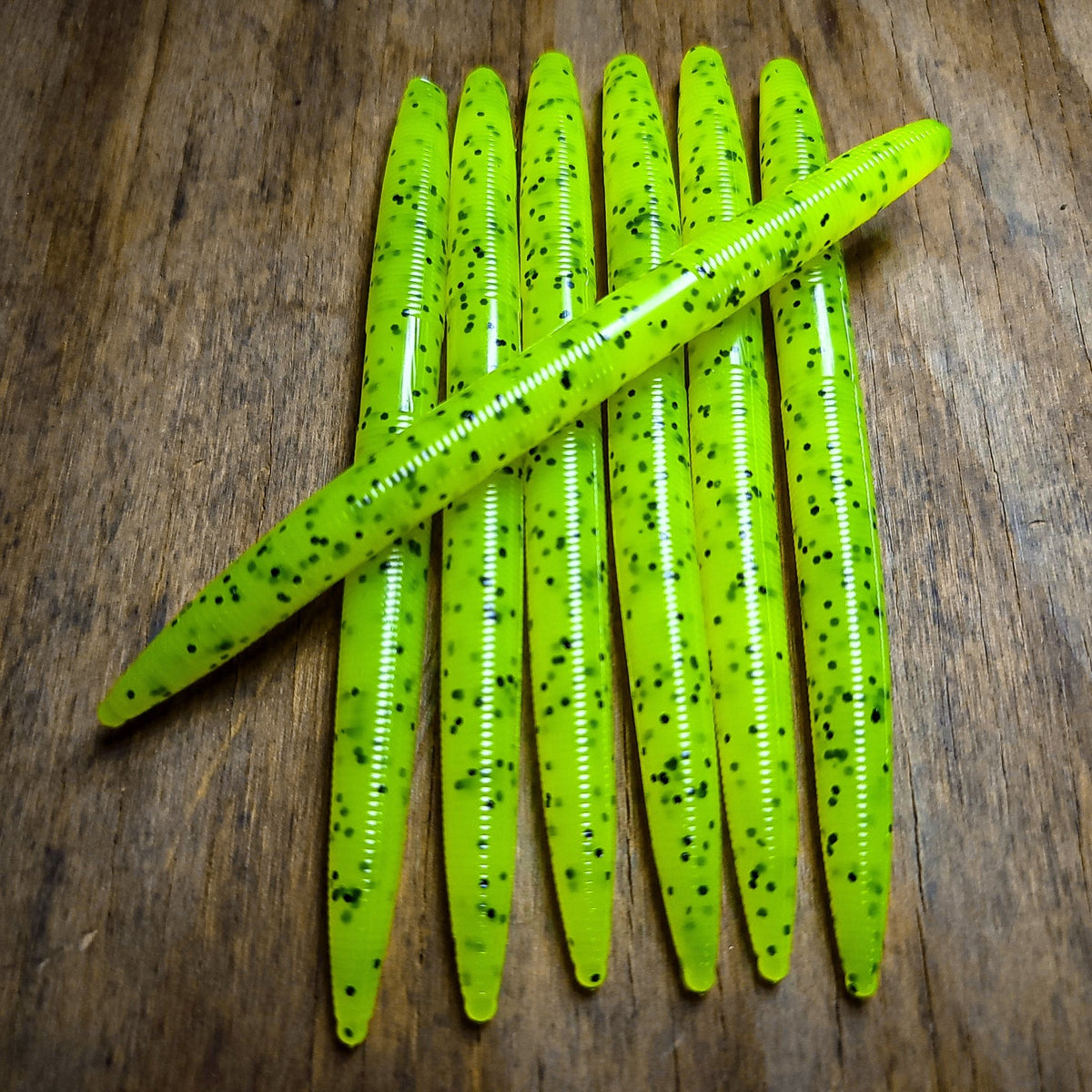 Chartreuse Pepper 5 Stick Worm (7pk) – 99 Strikes Fishing Co