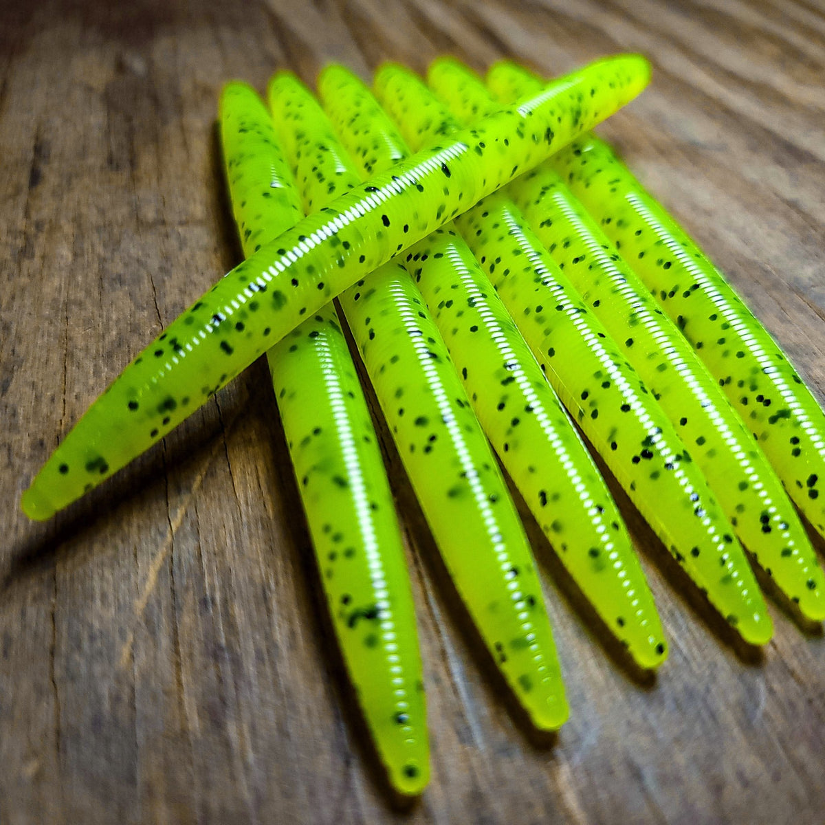Chartreuse Pepper 5 Stick Worm (7pk) – 99 Strikes Fishing Co