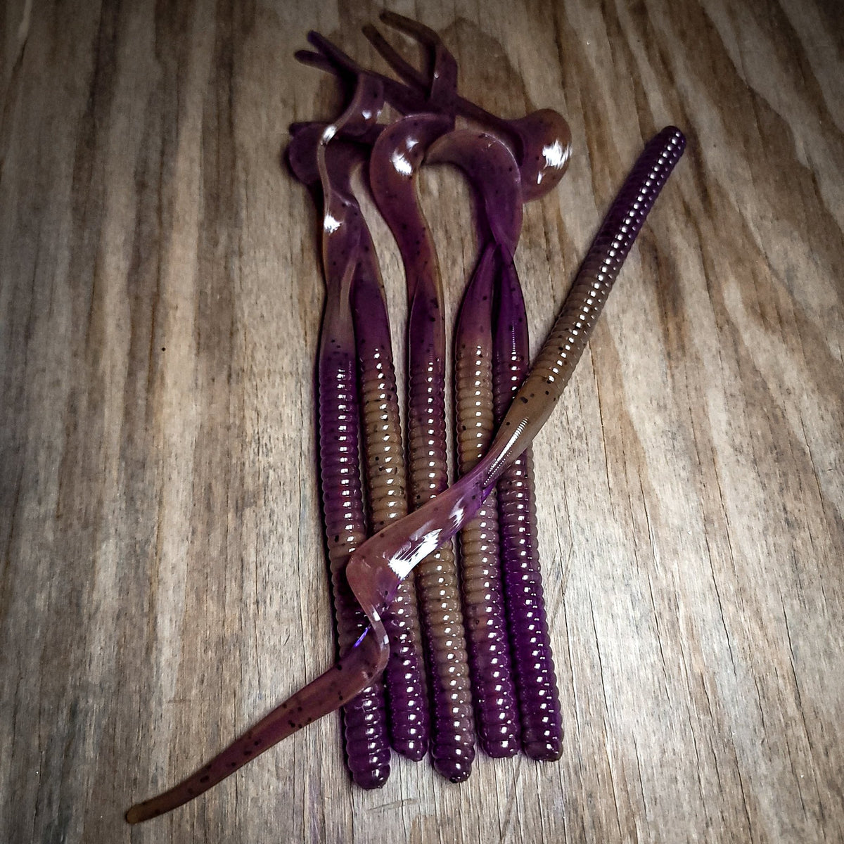 PB & J Swirl 10" Ribbon Tail (6 pk) - 99 Strikes Fishing Co