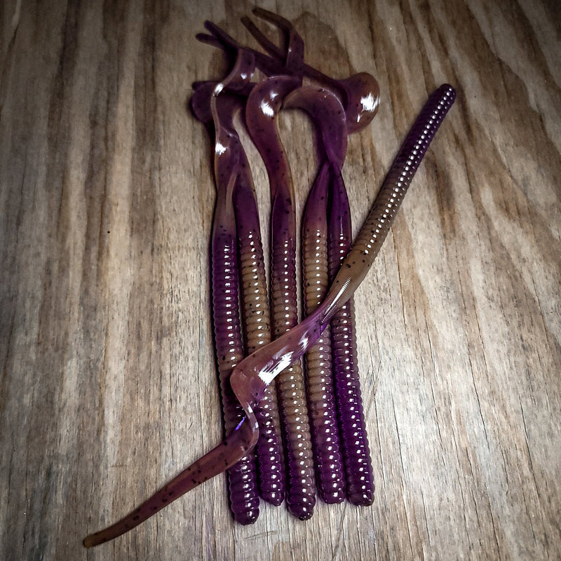 PB & J Swirl 10" Ribbon Tail (6 pk) - 99 Strikes Fishing Co