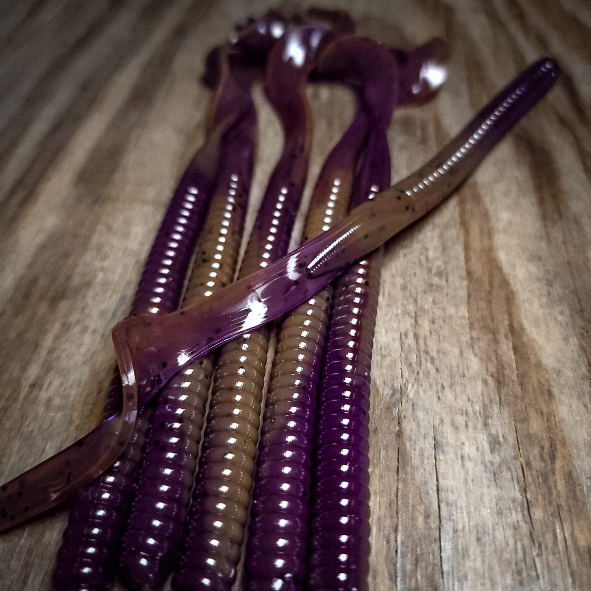 PB & J Swirl 10" Ribbon Tail (6 pk) - 99 Strikes Fishing Co