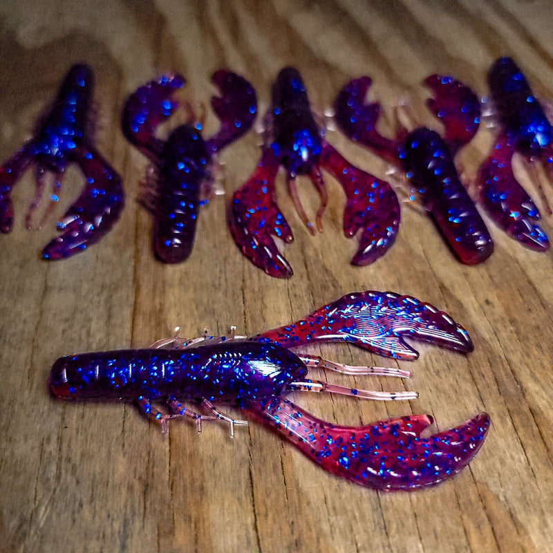 Plum Crazy 3.4" Craws (6pk) - 99 Strikes Fishing Co