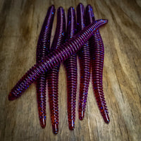 Plum Crazy 6" Ribbed Worms (6pk) - 99 Strikes Fishing Co