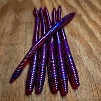 Plum Crazy 6.25" Diamond Tail Worm (6pk) - 99 Strikes Fishing Co