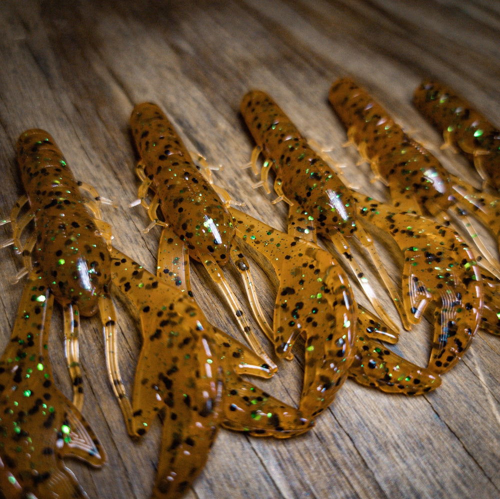 beer fishing lures Root Beer Pepper Green 3.4" Rebel Craw (6pk) – 99 Strikes Fishing Co